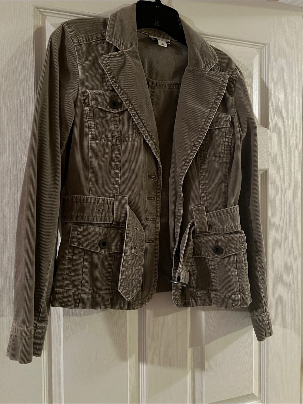 LOFT Taupe Corduroy Belted Utility Blazer